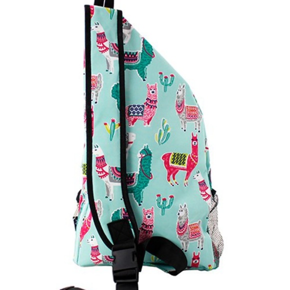 FUN BLACK CANVAS LLAMA SLING BACKPACK/BOOK BAG!